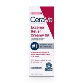 CeraVe Eczema Relief Creamy Body Oil for Itchy Dry Skin with Colloidal Oatmeal, FSA Eligible 3.4 oz