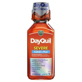 Vicks DayQuil Severe Cold, Cough & Flu Liquid Medicine, over- the-Counter Medicine, 12 fl. oz.