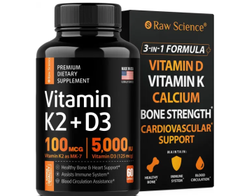 Vitamin D3 K2 Calcium Supplement Vitamin D 5000 IU Vitamin K2 MK7 100 mcg