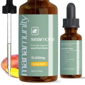 Sea Moss Liquid Drops 10,000 mg Organic Irish Sea Moss Gel with 350 mg Burdock Root Supplement & 20,000 mg Spirulina Immune Support, Joint & Thyroid S (Flavor: Mango)