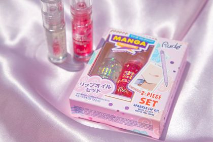 RUDE Manga Collection Sparkle Lip Oil Duo Set (Color: Watermelon / Mint Duo)