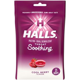 HALLS Throat Soothing (Formerly HALLS Breezers) Cool Berry Throat Drops, 25 Drops (Brand: HALLS)