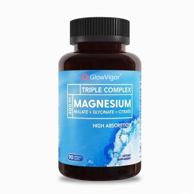 Triple Magnesium Complex | 300mg of Magnesium Glycinate, Malate, & Citrate for Muscles, Nerves, & Energy | High Absorption | Vegan, Non-GMO | 90 Capsu (particle: 60 particles)